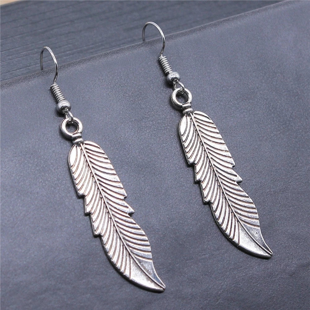 Vintage Feather Dangle Earrings | Boho Drop Earrings for Women lifestyle view