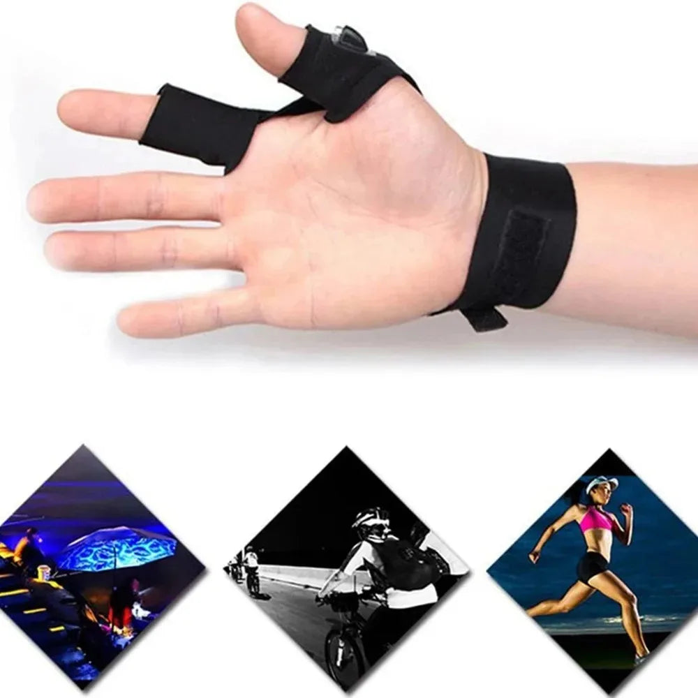 LED Flashlight Gloves | Waterproof Fingerless Illumination Gloves for Running, Cycling close-up view