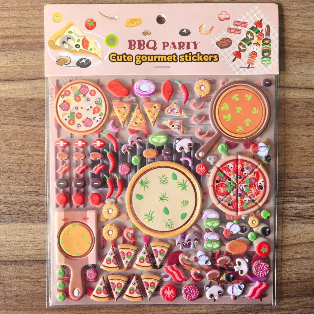 9 Styles Cute Double Layer 3D Foam Stickers Alphabet Cars Food Cartoon for Notebook Journal Phone Case Decoration