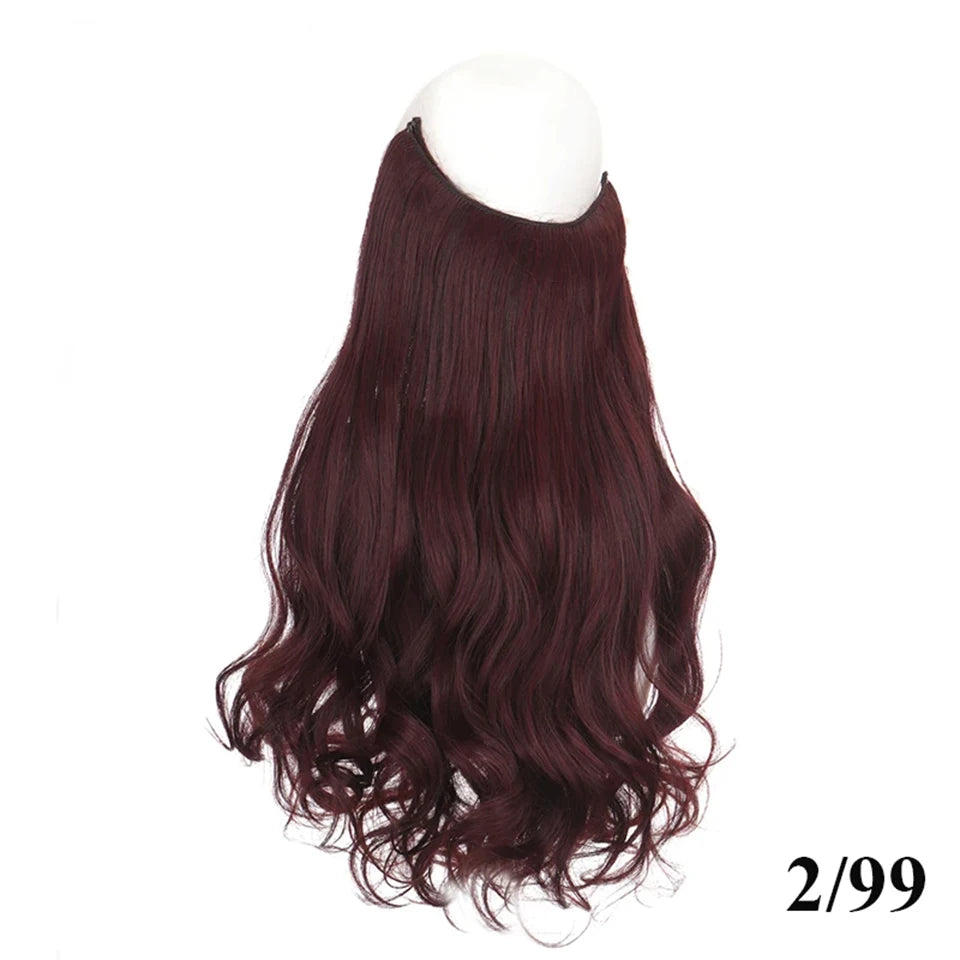 Fish line hair extension piece | 40cm 50cm 60cm straight and curly daily wear for women detail view