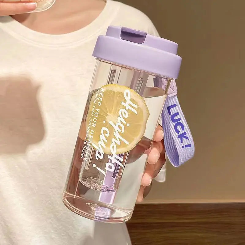 Large Capacity Stylish Plastic Water Cup Portable Student Water Bottle Women's Favo additional angle