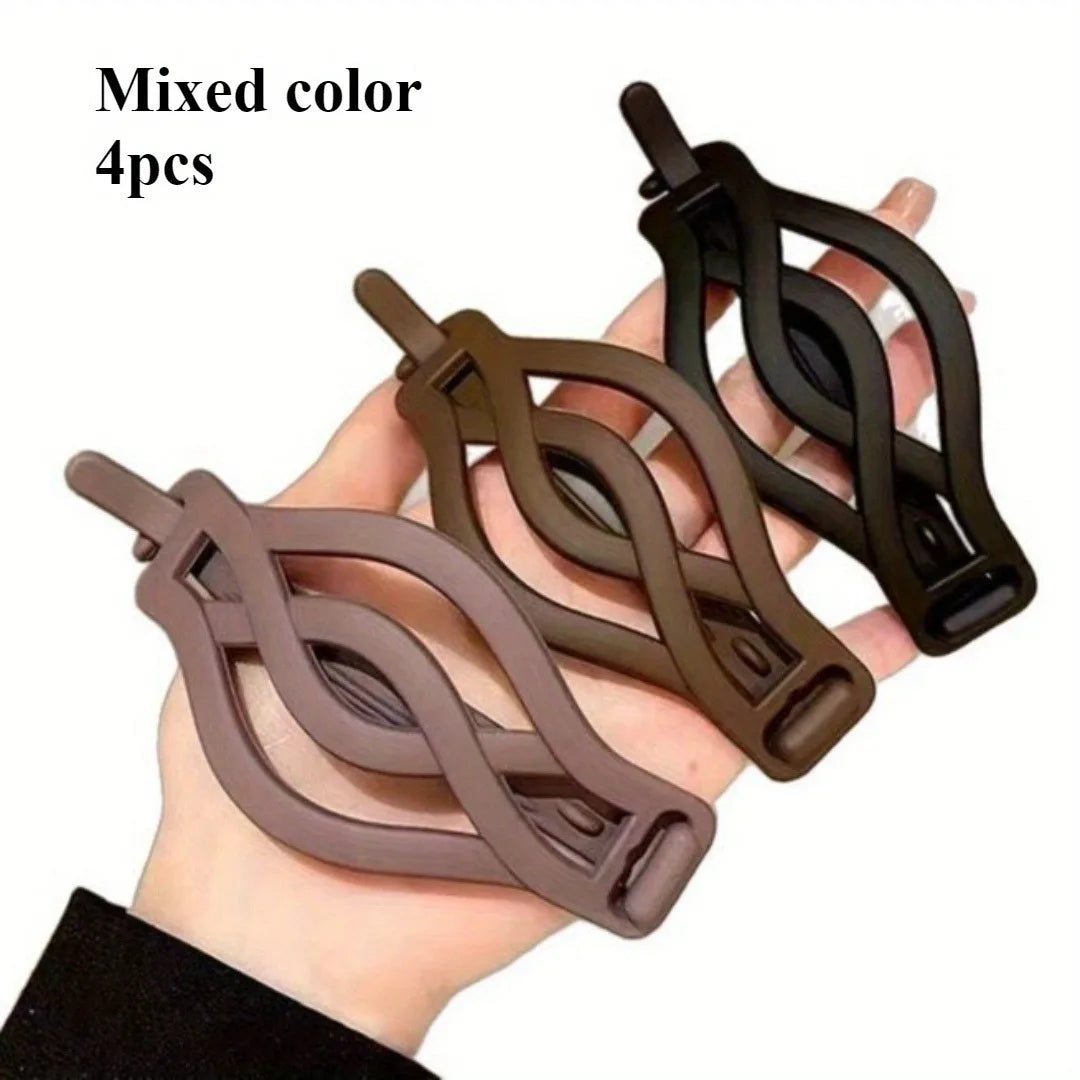 4-Piece Set of Large Plastic Hair Clips - Women's Elegant Frosted Twisted Hair Clip - lifestyle view