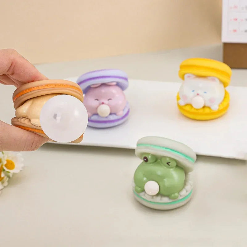 Creative Spit Bubble Burger Squishy Toy | Cute Cartoon Stress Relief and Desk Decor lifestyle view
