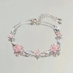 Sparkling Cherry Blossoms Butterfly Bracelet Women's Fashion Temperament Wave Moon Flower Adjustable
