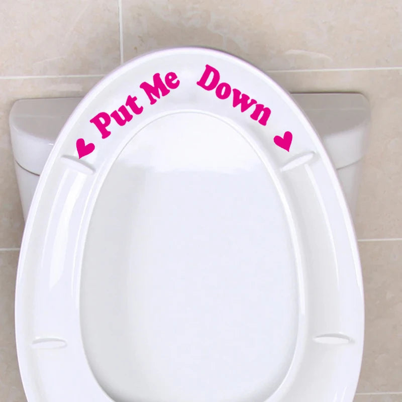 PUT ME DOWN Toilet Seat Reminder Sign | Funny Vinyl Bathroom Decal lifestyle view