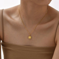 Greek Sun Necklace for Women, Stainless Steel Spiral Design Pendant Necklace16inch detail view
