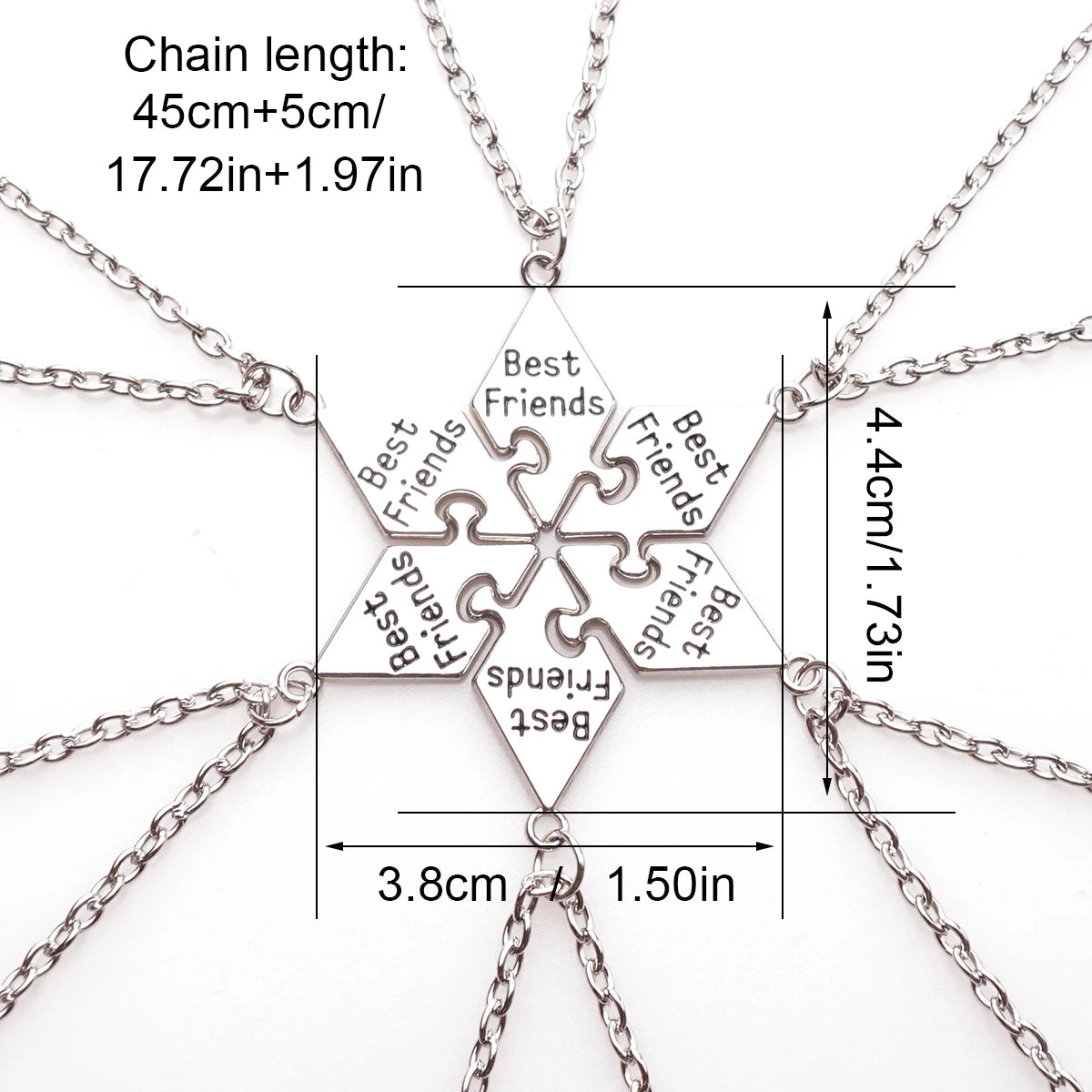 Friendship Pendant Necklace Set for Women | 6 Pcs BFF Jewelry Gift additional angle