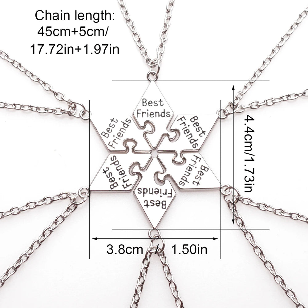 Friendship Pendant Necklace Set for Women | 6 Pcs BFF Jewelry Gift additional angle
