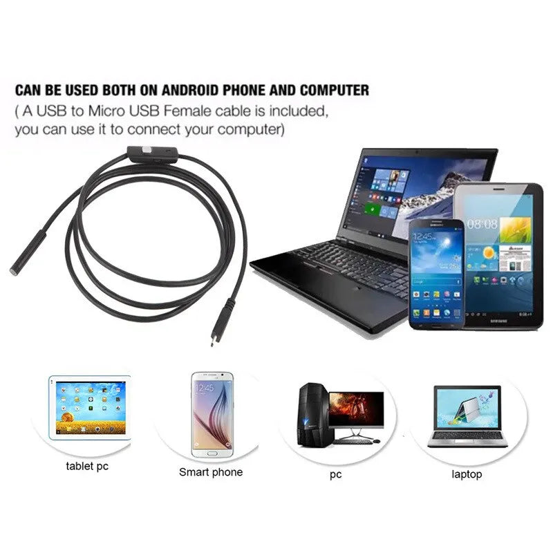 Flexible Endoscope Camera 5.5mm | Mini Industrial Borescope for Android Phone and PC close-up view