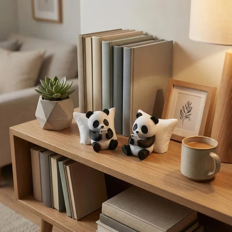 Panda Sculpture Ornament, Desktop Office Decoration, Car Decor, Creative Animal Model lifestyle view
