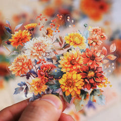 20 PET Flower Stickers for Scrapbooking | Transparent Adhesive Decorative Set alternate view