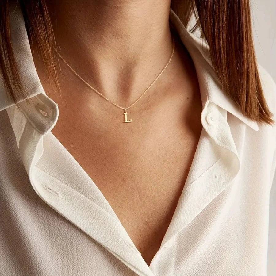 A-Z Initial Necklace 18K Gold Plated Necklace Cute Letter Stainless Steel Necklace fo lifestyle view