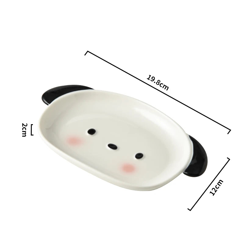 Cute Puppy Shaped Sushi Plate and Dipping Dish Set | 8 Inch Oval Ceramic Dinnerware alternate view