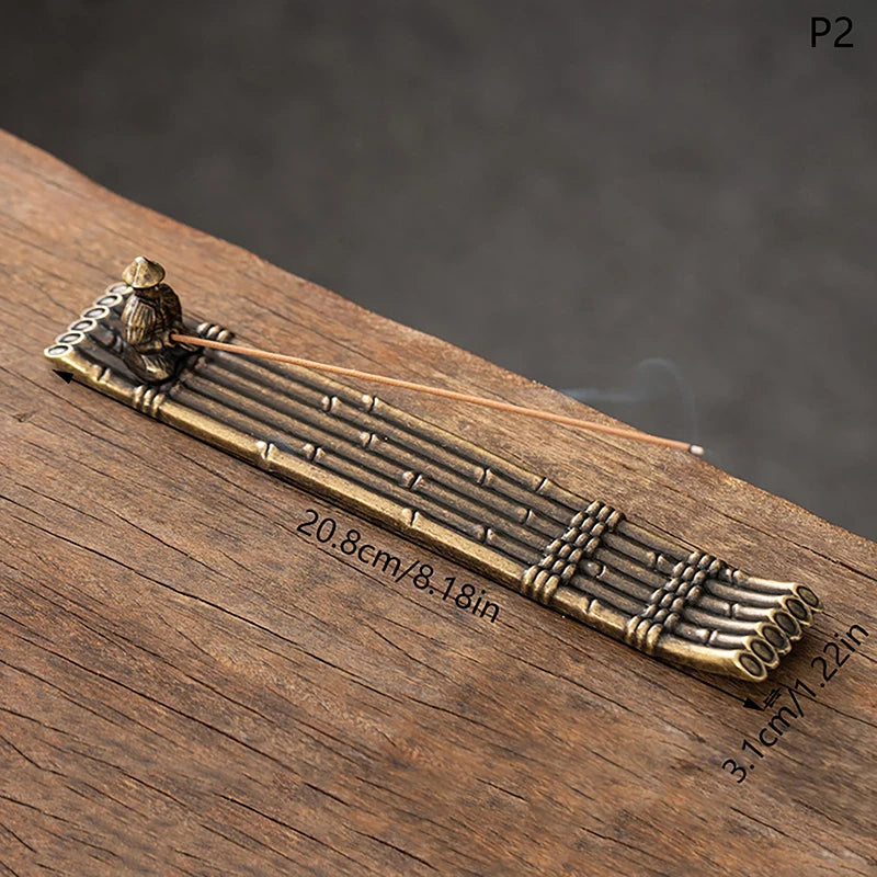 Traditional Japanese Incense Holder Old Men Fishing Boat Design | Aromatherapy Ornamen close-up view