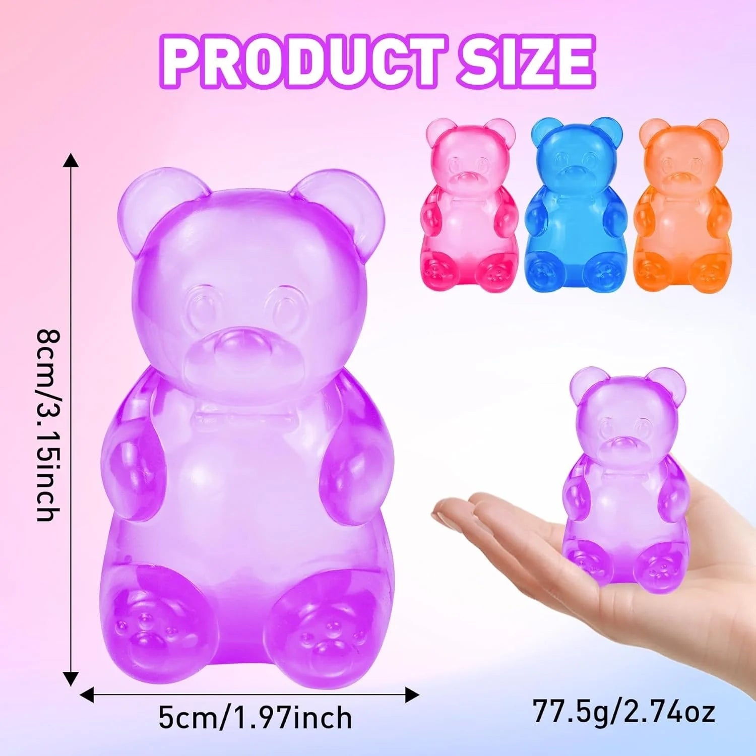 Gummy Bear Squishy Stress Ball | Sugar Filled Ultra Soft Decompression Toy additional angle