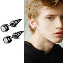 Black Stainless Steel Punk Stud Earrings | Unisex Geometric Drop Earrings alternate view