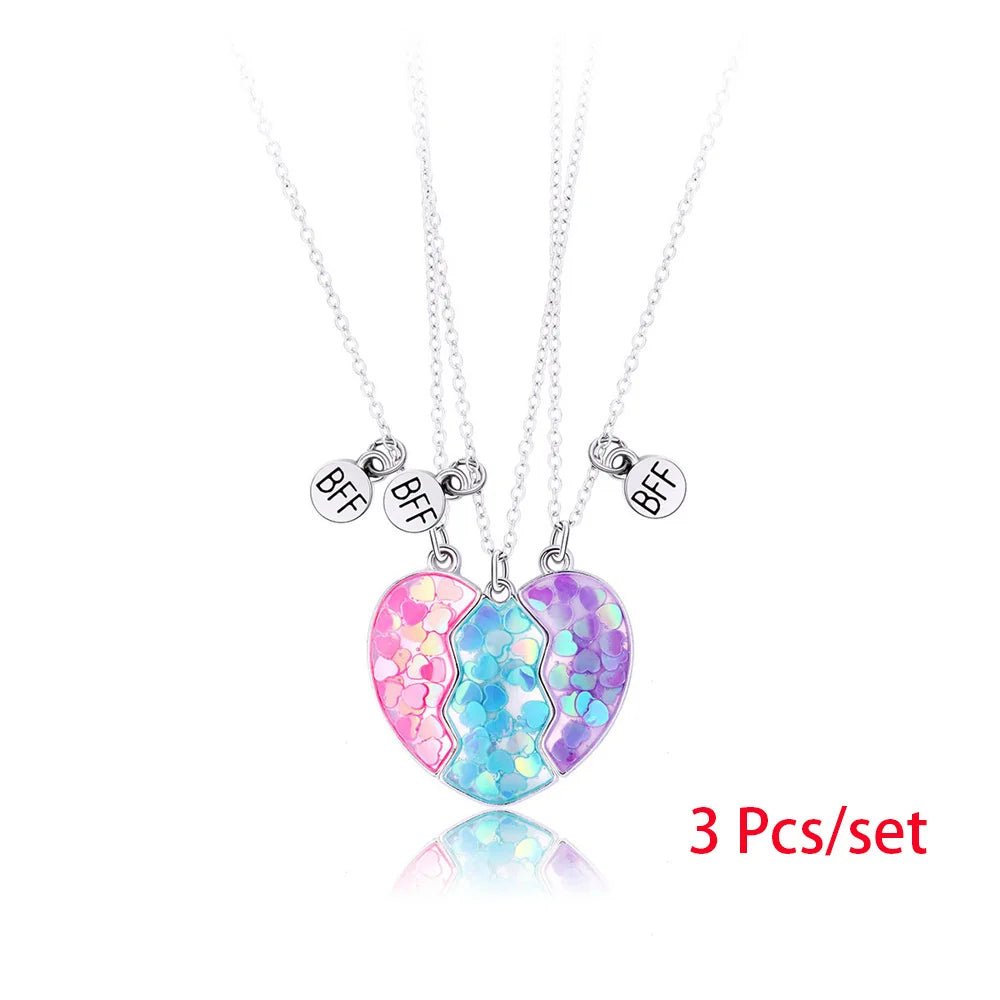 3 Pcs/set Best Friends Pendant Necklace For Woman Magnetic Adjustable Rainbow Daisy L alternate view
