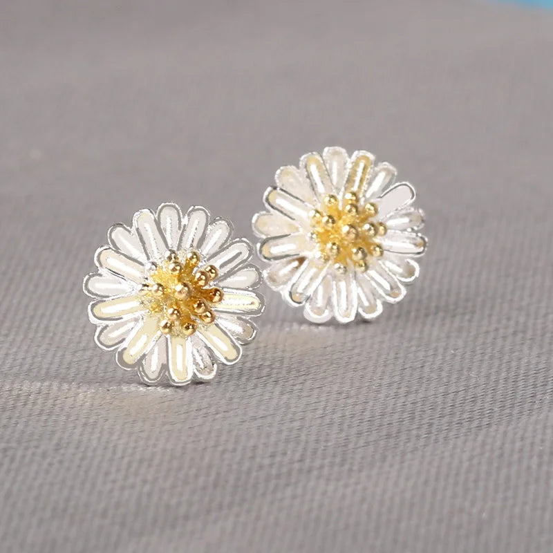 925 Silver Needles Lovely Mini Stud Earrings Women Cute Heart Star Moon Daisy Christm alternate view