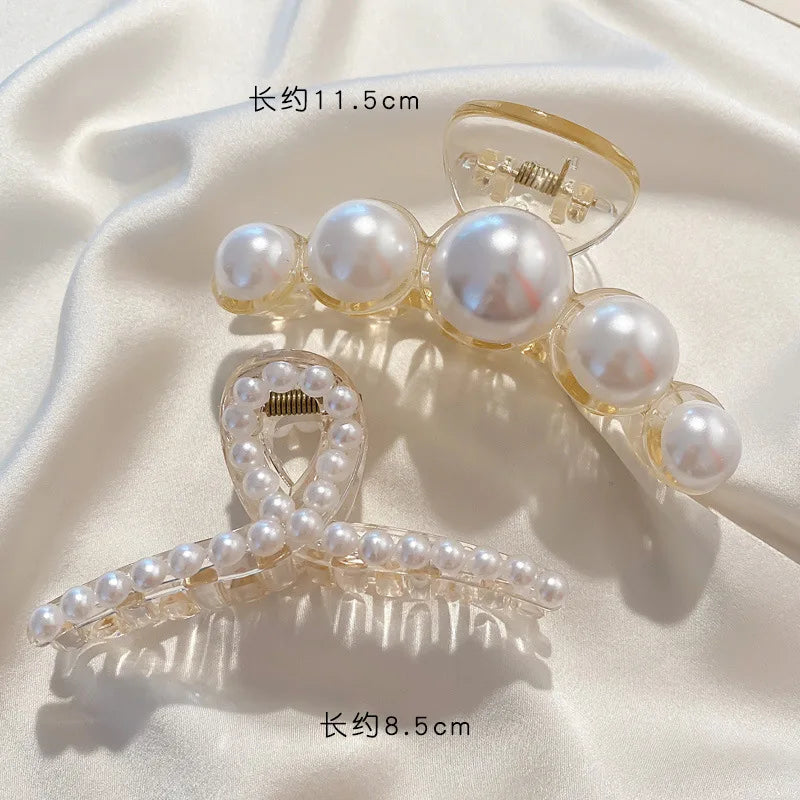 Simulated Pearl Hair Claws for Women Korean Acrylic Hair Clips Girls Large Size Barre alternate view