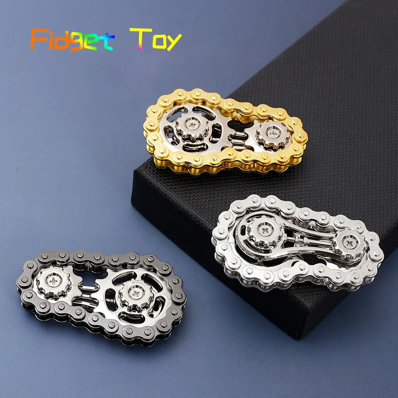 Sprockets Flywheel Fingertip Gyro Fidget Spinner | Metal Bike Chain EDC Stress Relief alternate view