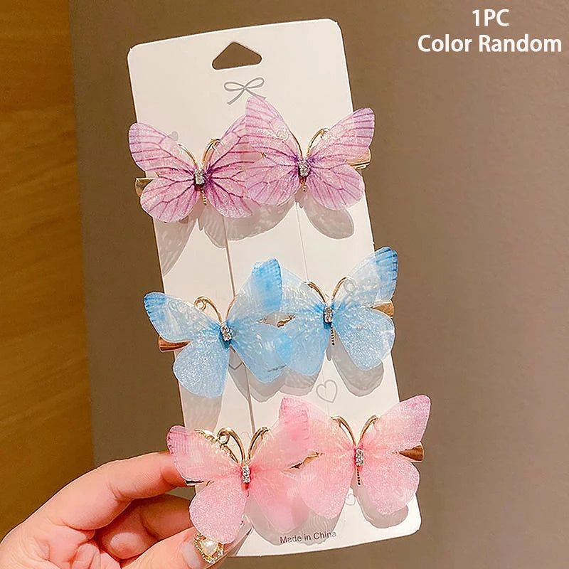 Random Colorful Butterfly Hairpins Girl Hair Clips Barrettes Women Sweet Hair Ornament Rainbow Headwear Fashion Hair Accessories