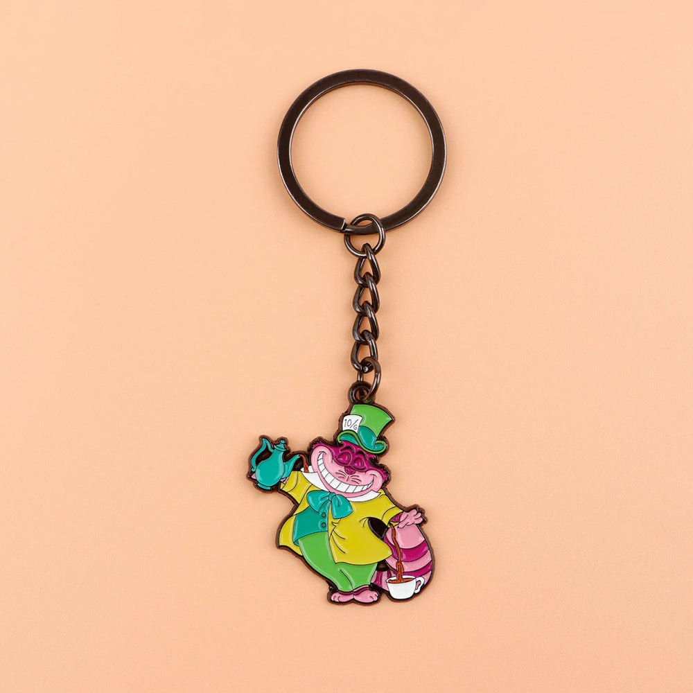 Vintage Motorcycle Keychain | Cartoon Metal Keyring for Backpack lifestyle view