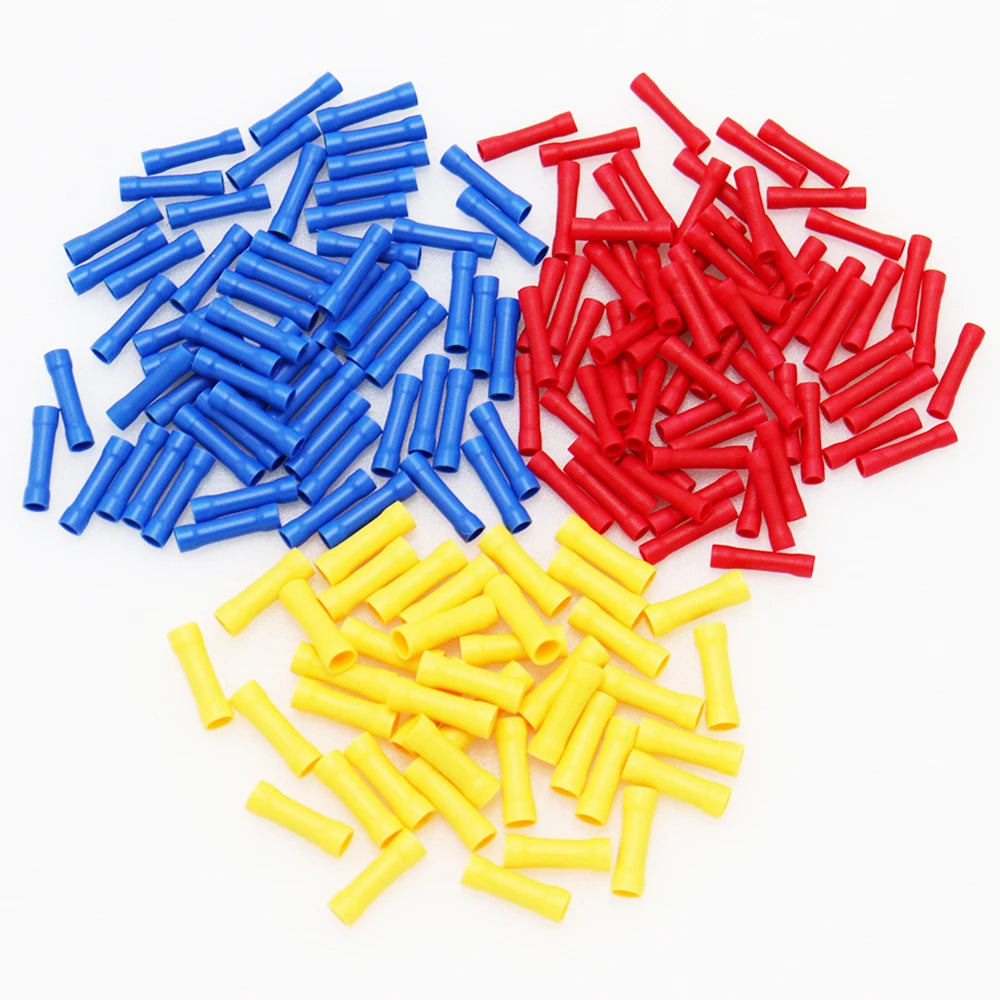 10/50/100 Pcs Straight Butt Wire Terminals Splice Insulated Crimp PVC Copper Tube Electr detail view
