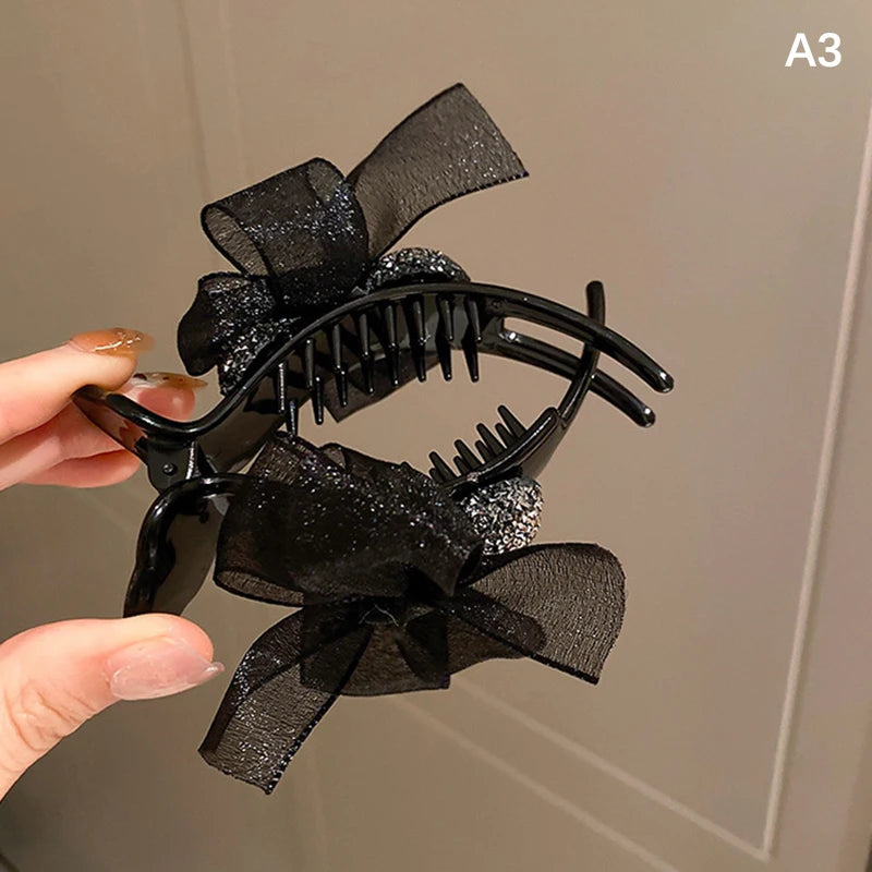 New Korean INS Style Premium Sense Of Ponytail Hair Clips Bow Grab Clip Female High Pill Head Artifacts Clip Headdress Hair Card