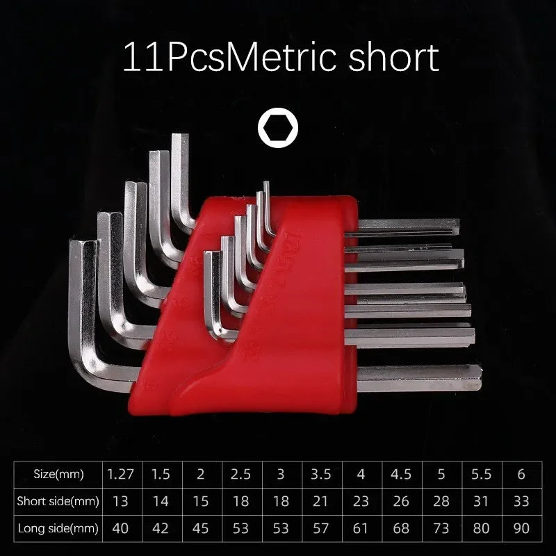 5/8/11 Pcs Metric Allen Wrench Set | Chrome Vanadium Steel Short Arm Hex Key Kit for Veh detail view