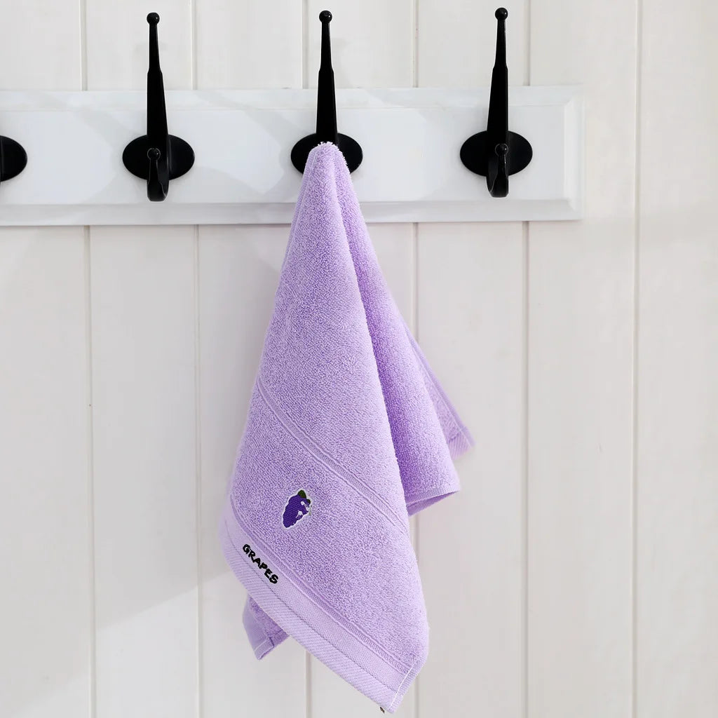 Cute Cartoon Fruit 100% Cotton Towels for Babies And Kids - Embroidered Soft Absorbent 25x45cm Face Washing Towels for Children