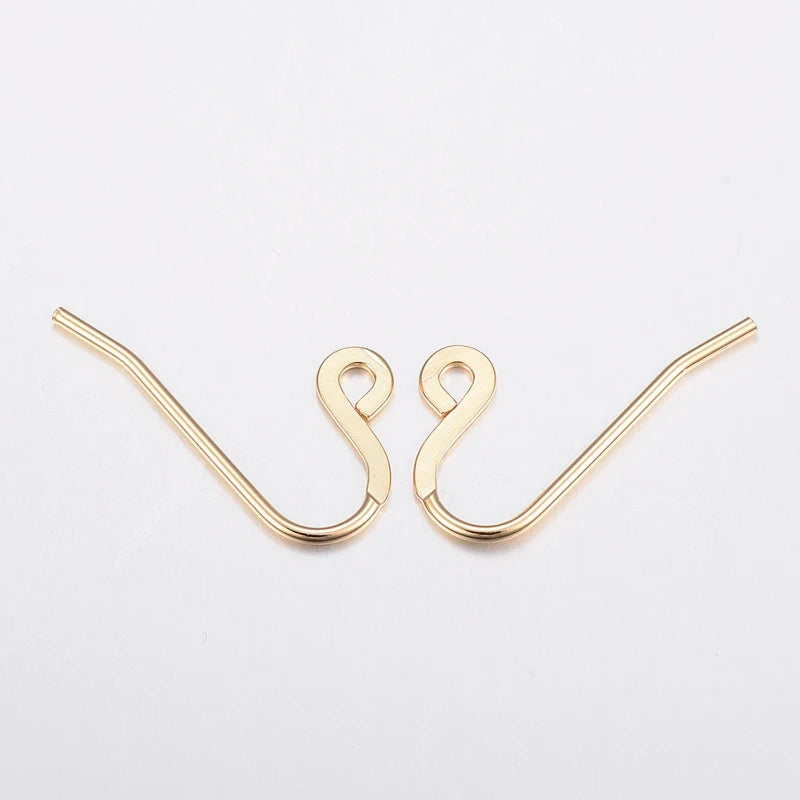 10pc Ion Plating(IP) 304 Stainless Steel Earring Hooks Ear Wire with Vertical Loop Golden 25x14x4mm Hole: 3mm Pin: 0.7mm