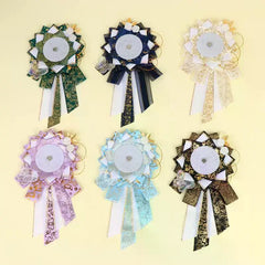 Big Bow Anime Badge Display Rosette With Gold Accents And Butterfly Decor Perfect For alternate view