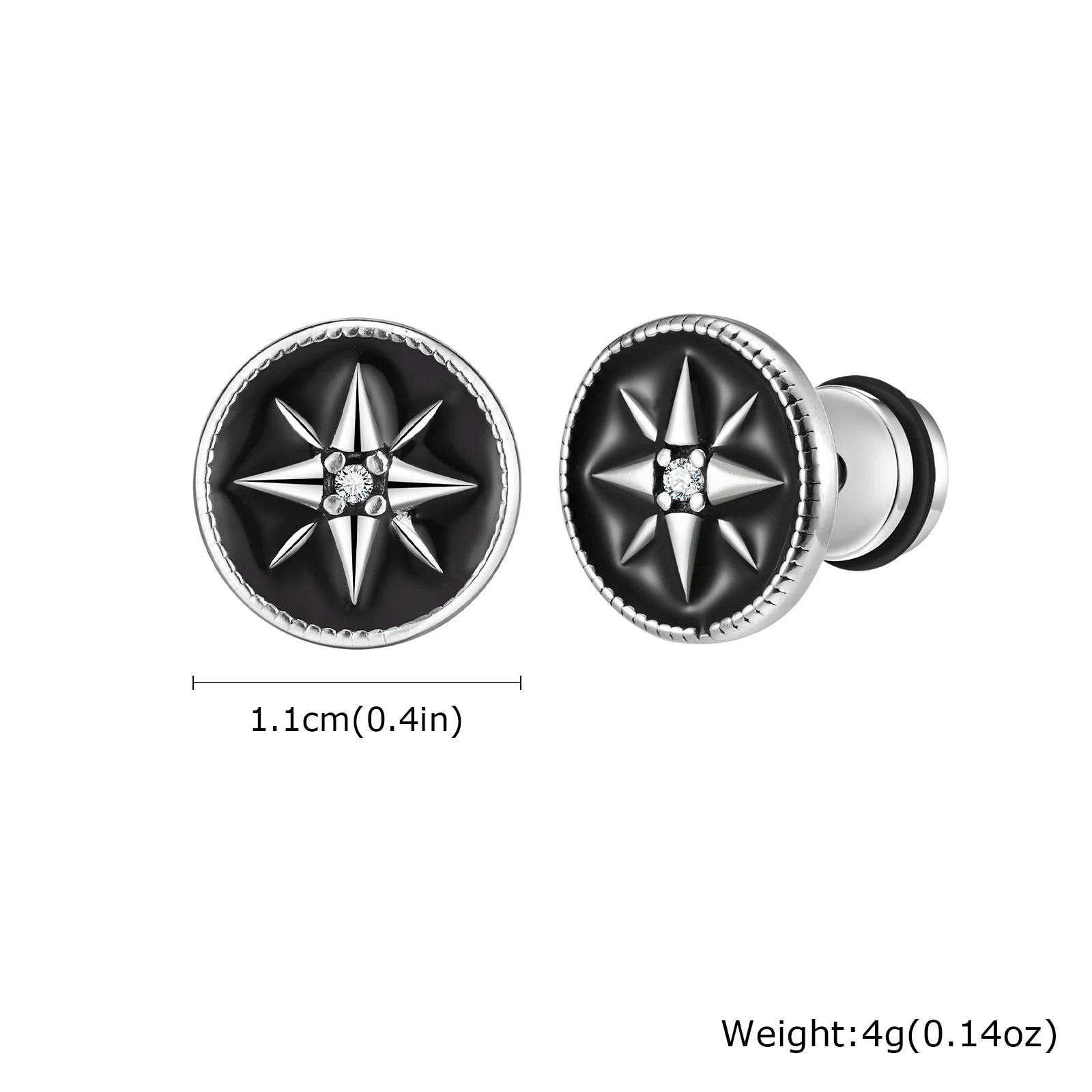 Vintage Gothic Norse Viking Stud Earrings for Men Boys, Rock Punk Runes Round Earrings close-up view
