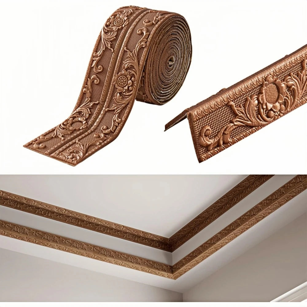 Self-Adhesive Wall Sticker | 2.3m x 12cm PVC Decorative Ceiling Corner Line detail view