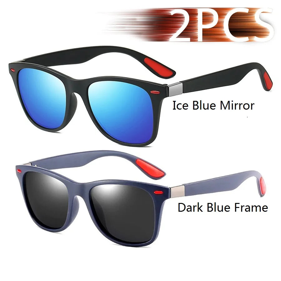 Square Unisex Driving Fishing Sunglasses Men Women Brand Designer Sun Glasses Anti-Gl lifestyle view