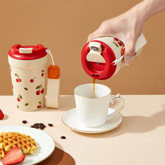 WORTHBUY Travel Portable Plastic Coffee Mug With Nylon Rope Student Leak Proof Water Cup detail view