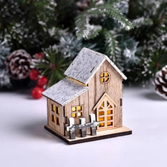Christmas LED Light Wooden House Luminous Cabin Merry Christmas detail view