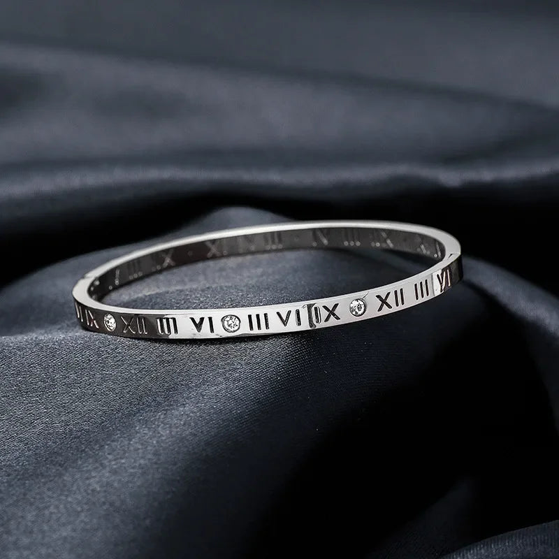 Roman Numerals Bracelet For Women Stainless Steel Jewelry Accessories Luxury Bracel additional angle