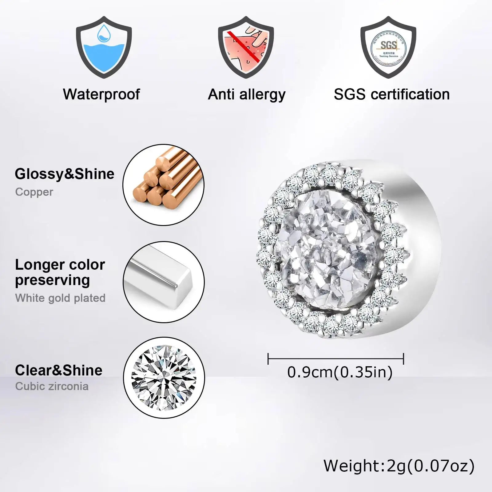 Vnox Magnetic Clip Earrings Non Piercing, Hip Hop Zircon Studs for Men Women, Fashion lifestyle view