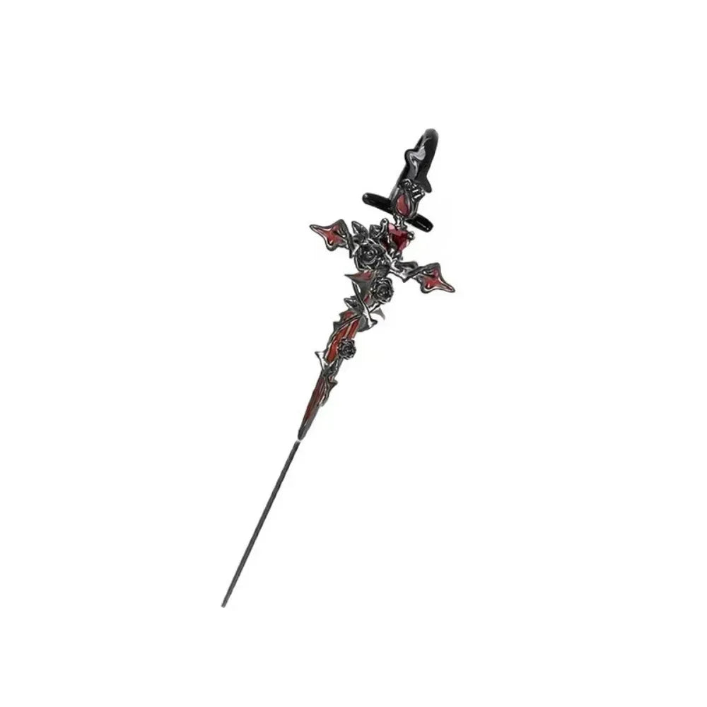 1PCS Retro Dark Gothic Punk Rose Cross Thorn Earring Unisex Piercing Ear Needle Earstu close-up view