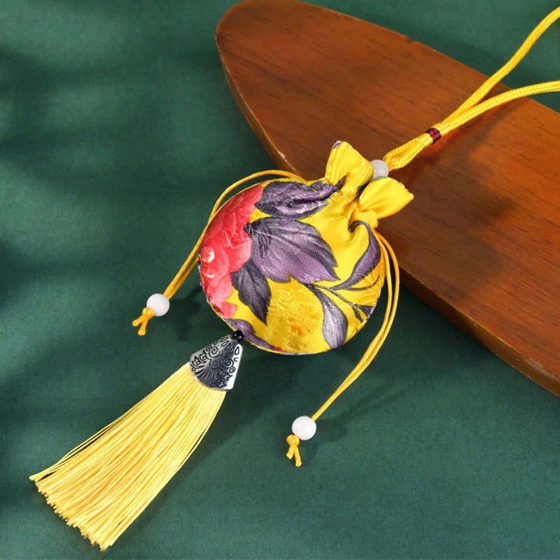 Chinese Style Embroidery Tassel Gift Pouch | Lotus Scented Sachet Bag alternate view
