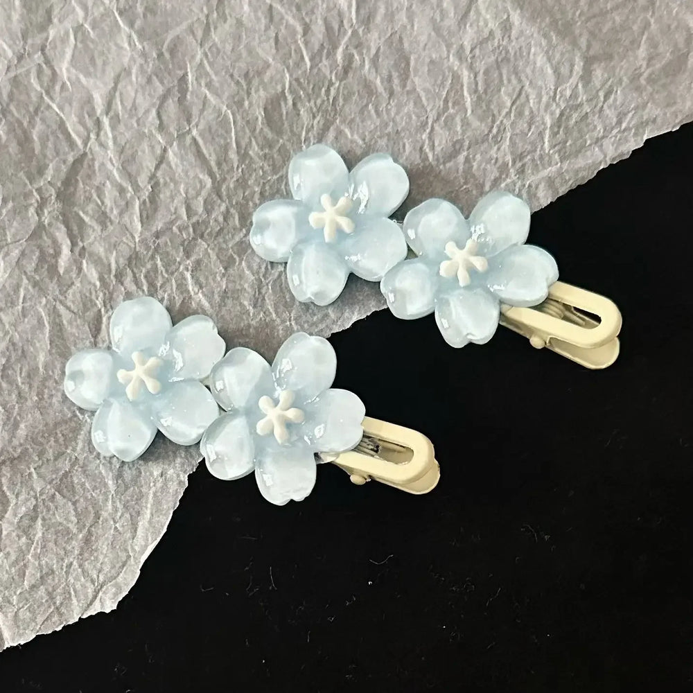 Jelly Cherry Blossom Hair Clips Pink Blue Flower Hairpins for Girl Romantic Wave Side alternate view