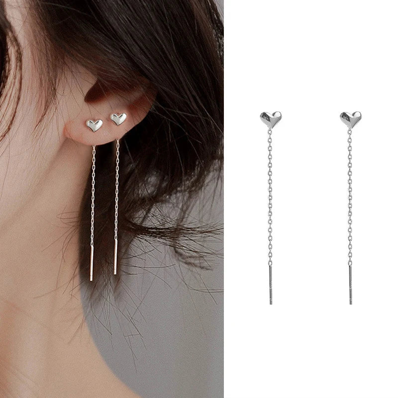 JWER S925 Silver Needle Star Line Earring for Women Tassel Drop Earring Long Chain additional angle