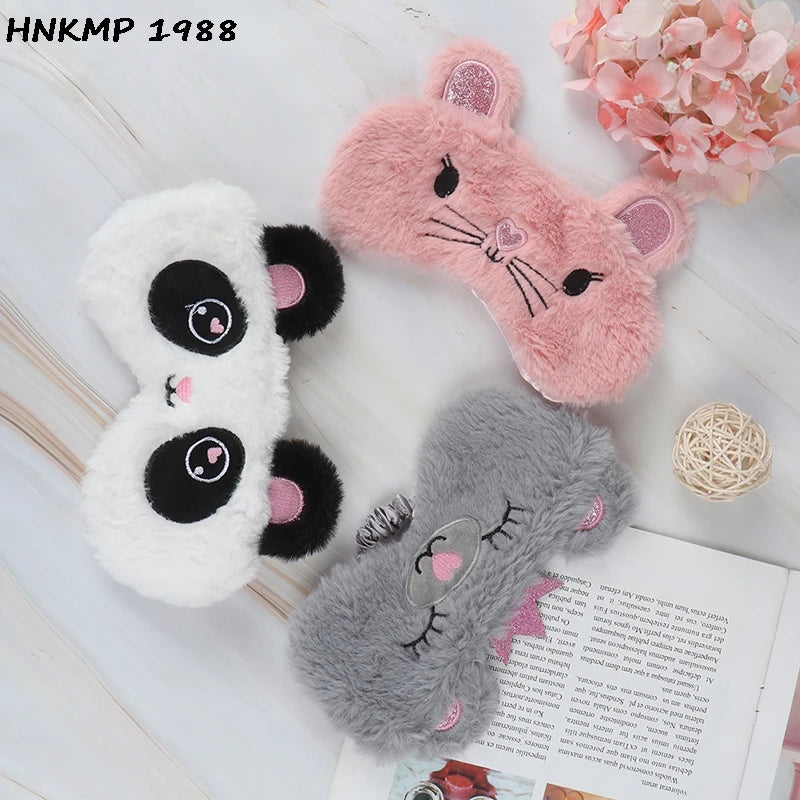 Cute Panda Eye Mask | Plush Sleep Eye Cover for Travel close-up view