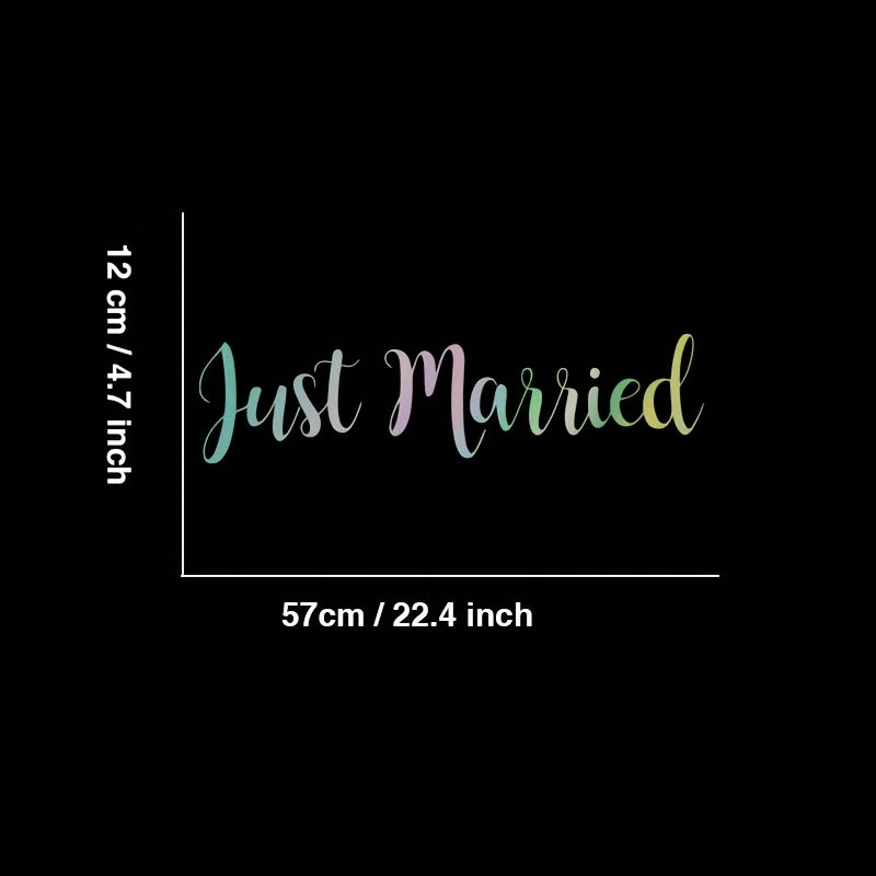 Just Married Vinyl Decal Sticker, Glitter Matte PVC for Glass
