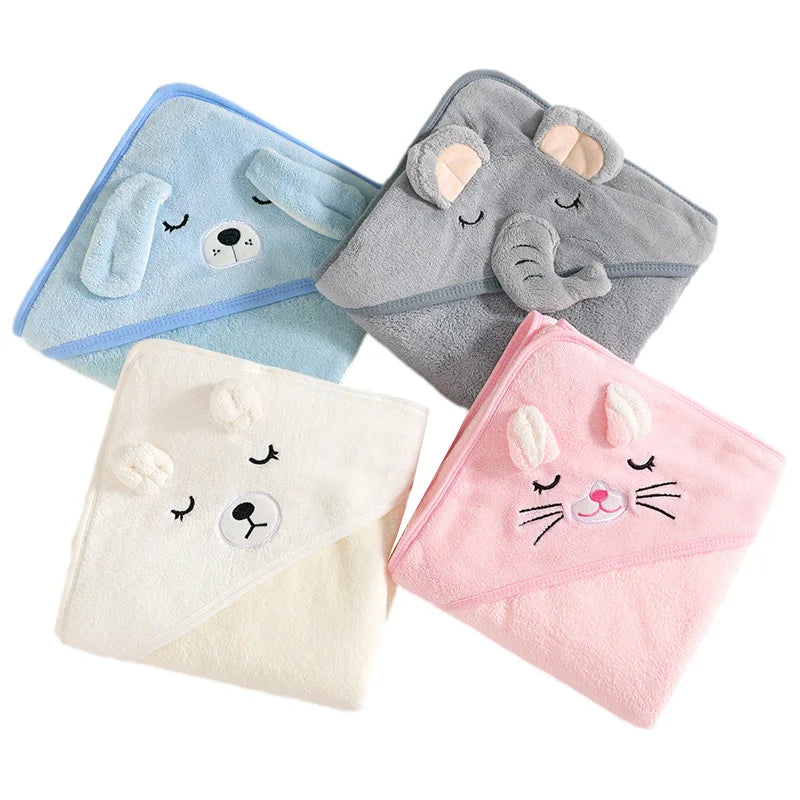 Cartoon Animal Baby Bath Towel | Soft Hooded Toddler Bathrobe for Boys Girls alternate view