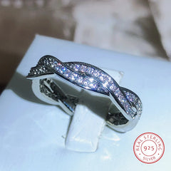 Creative twisted intertwined zirconia ring for women 925 stamps fashion Bling Bling party birthday j