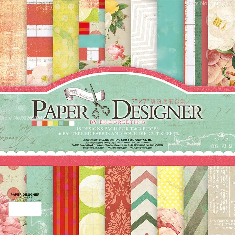 7 Inch Vintage Scrapbook Paper Set | 40 Sheets Retro Cardstock for DIY Crafts close-up view