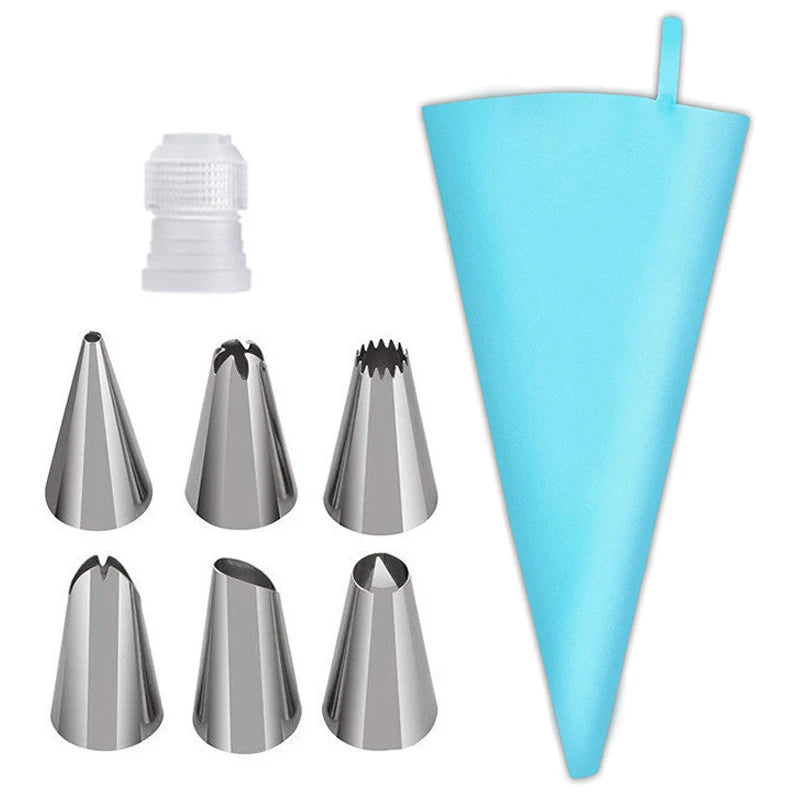 Silicone Piping Bag Set with 6 Nozzles | DIY Cake Decorating Kit lifestyle view
