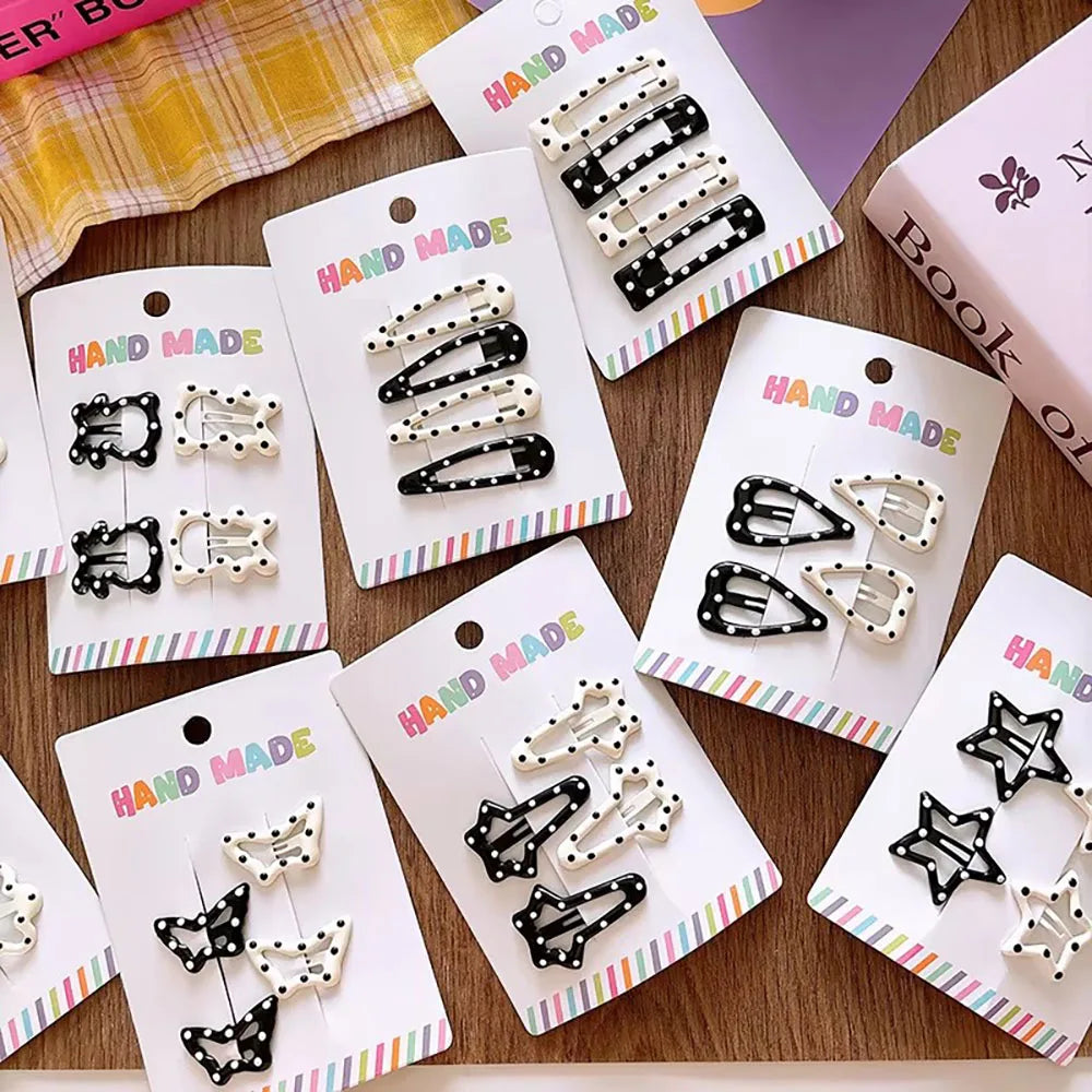 Vintage Dot Metal Hair Clips Set